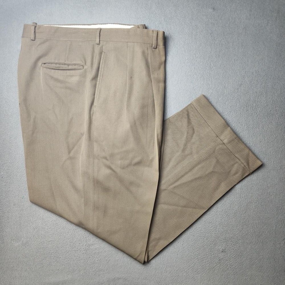 Corbin Pants Mens 38x30 Green Pleated Dress Cuffed Wool Blend Made USA VTG 90s
